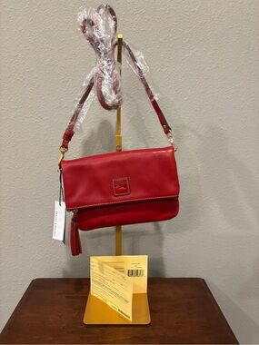 ❤️ NWT Dooney & Bourke Florentine Foldover Crossbody/Clutch in Red